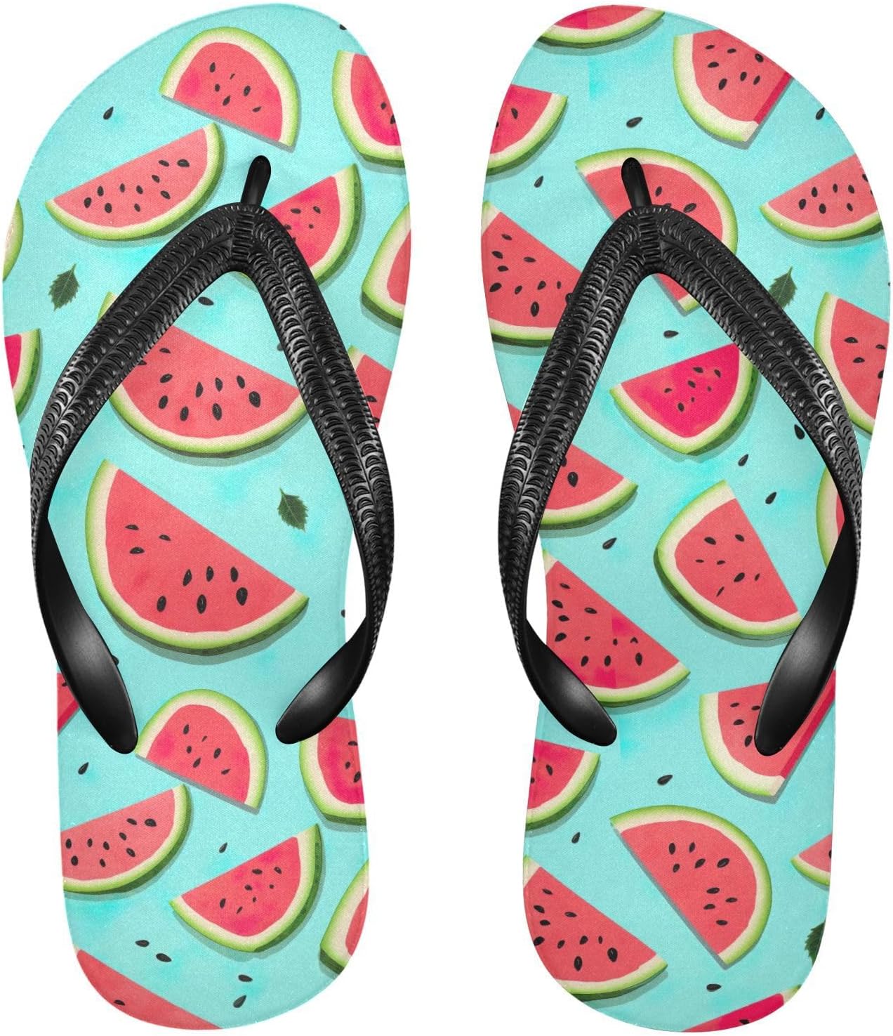 

Женские и мужские шлепанцы SPRIPORT Watermelon Blue Slim, удобные повседневные вьетнамки с мягкой подошвой и противоскользящей резиновой подошвой, для ванной, душа, лета, пляжа и прогулок, Multicoloured