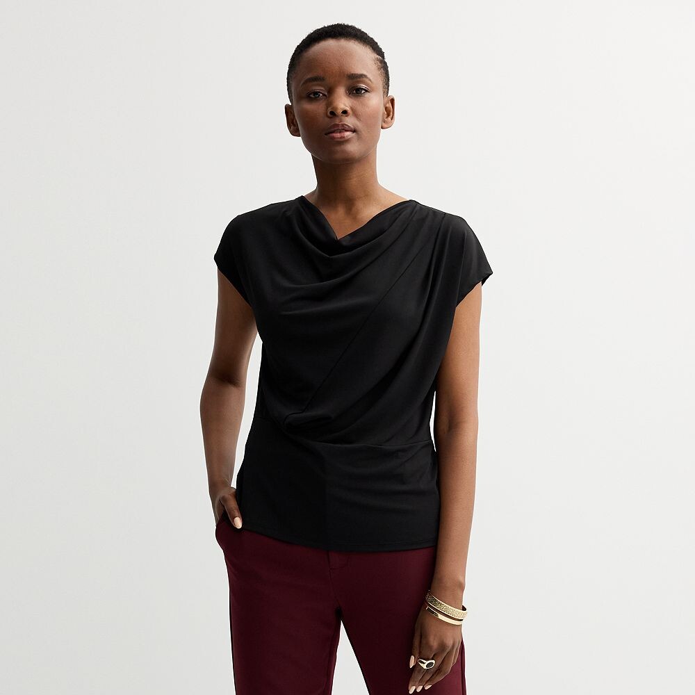 

Женская футболка Nine West Drape Twist Front Muscle Tee, цвет Mineral Black