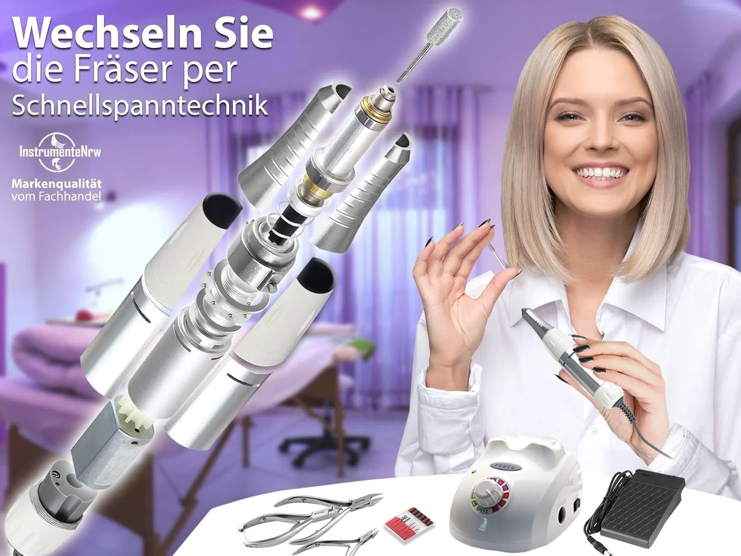 Электрический аппарат для педикюра с набором фрезеров и инструментов ‎Instrumentenrw — фото 2