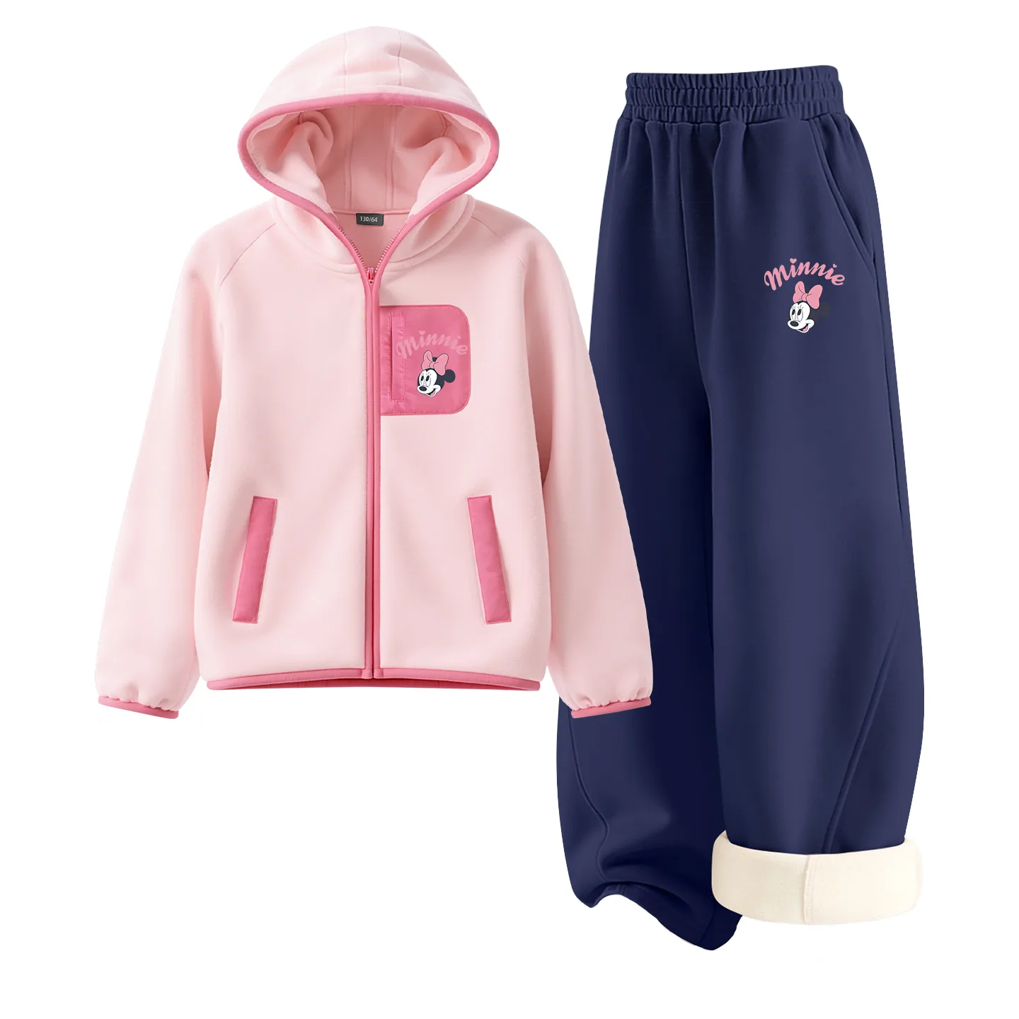 Детская повседневная худи с капюшоном Disney, [Thickened and Fleece-Lined]Silicone Double Lifting K Frosting Pink+Double Lifting K Heather Gray — фото 4