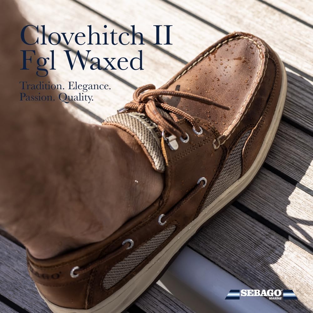 Мокасины Sebago Clovehitch II FGL с вощеной отделкой для мужчин - кожаные лодочные туфли с дышащими сетчатыми вставками, анатомическими EVA подошвами и противоскользящей подошвой, Euro Brown Cinnamon — фото 2
