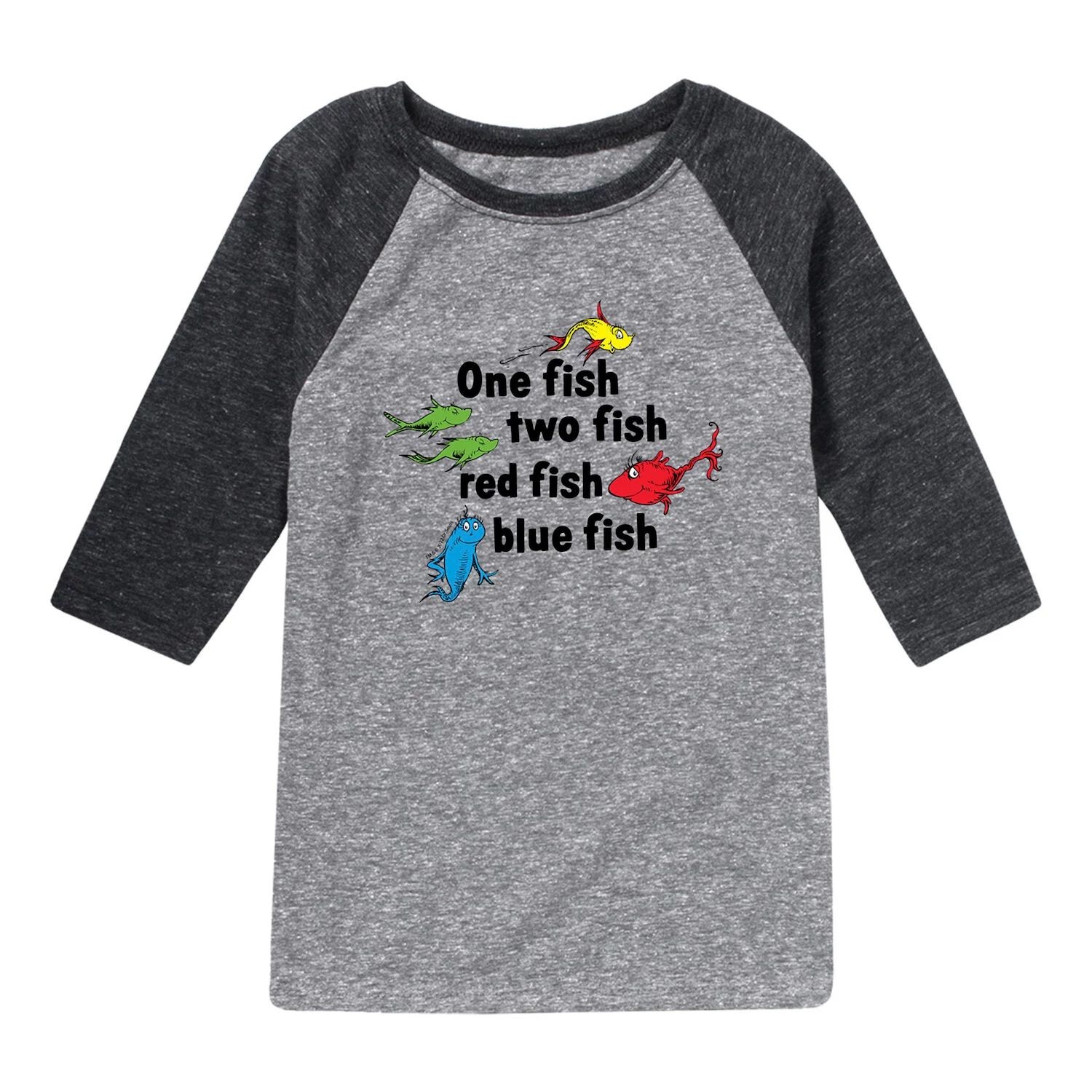 

Футболка реглан с рисунком Dr. Seuss Red Fish Blue Fish для мальчиков 8–20 лет Licensed Character