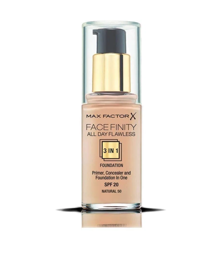 Тональная основа 3-в-1 «Face Finity All Day Flawless» от Max Factor, 30 мл, оттенок 50 Natural Max Factor, Natural