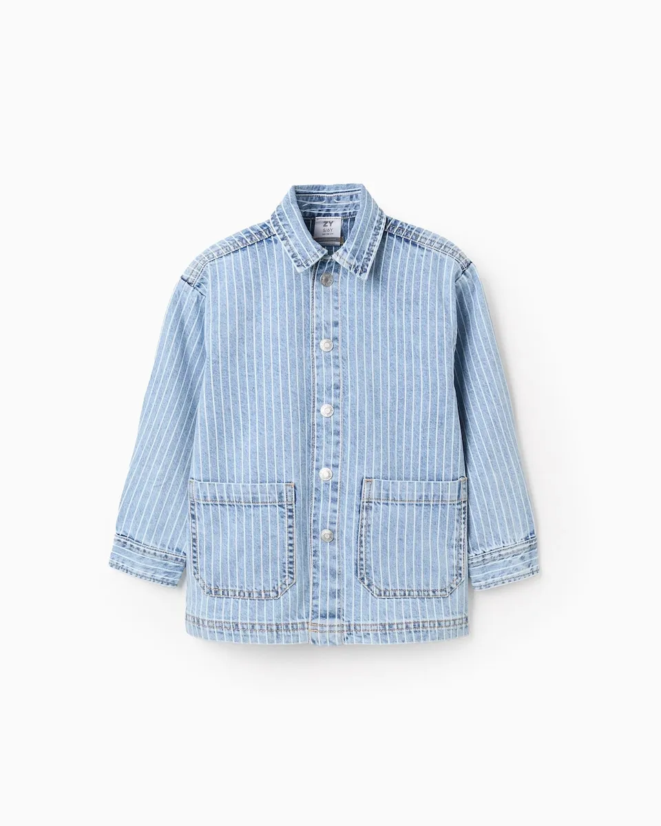 

Детская рубашка в полоску с кнопками Zippy, светло-голубой