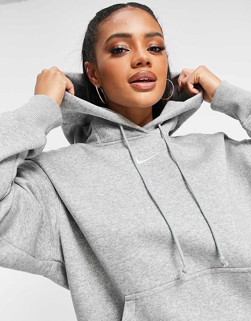 Серая толстовка оверсайз из флиса Nike Phoenix Fleece — фото 3