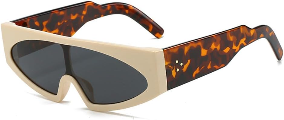 

Женские солнцезащитные очки в стиле ретро панк, цельные, с градиентным затемнением, защита от УФ-излучения UV400; мужские солнцезащитные очки с заклепками HDUBFY, Beige