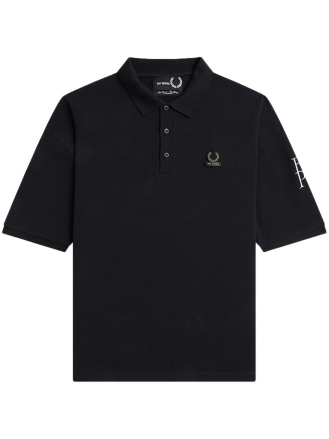 

Raf Simons logo-plaque cotton polo shirt, черный