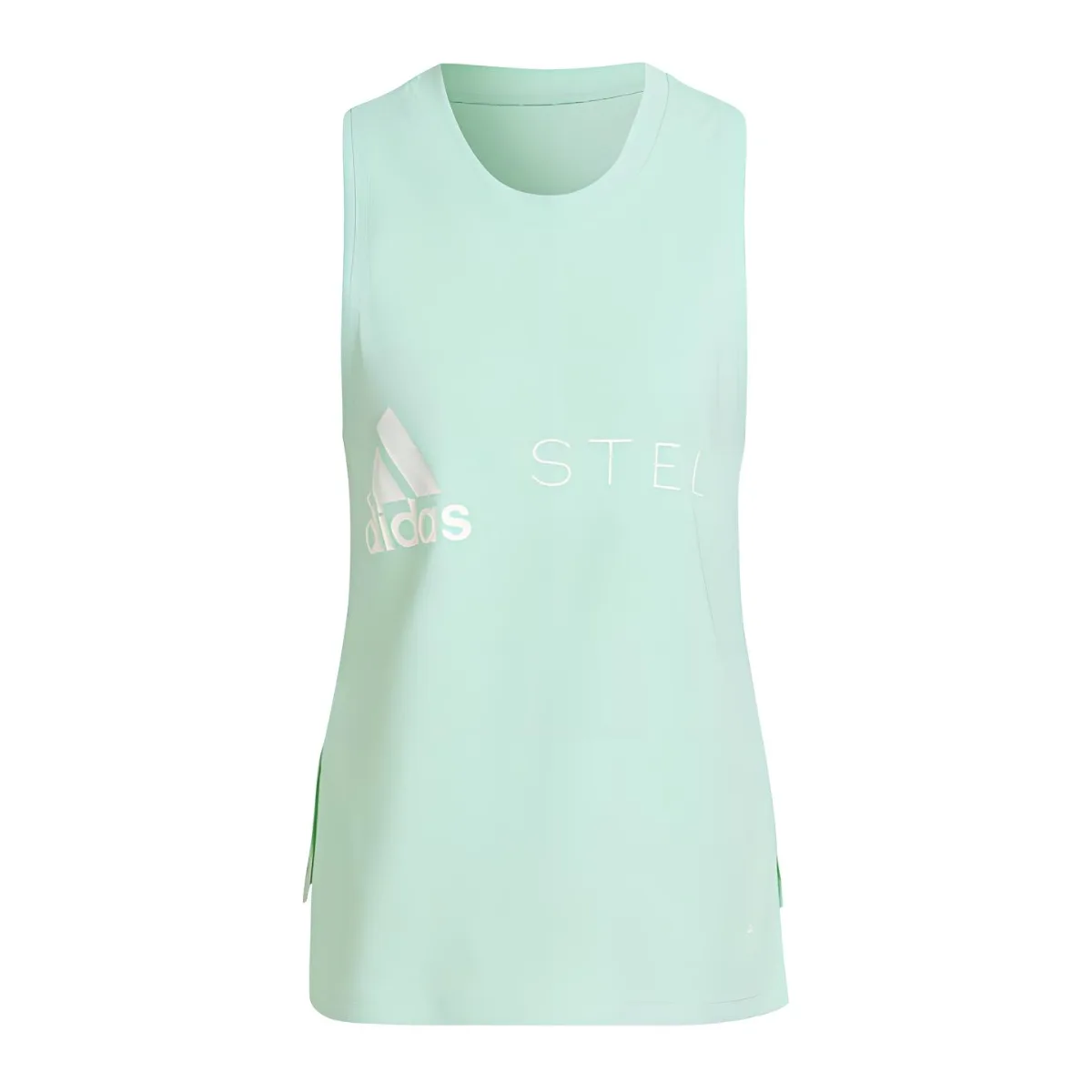 Adidas Футболка без рукавов Stella McCartney для женщин, цвет Frozen Green, с вырезом Racerback