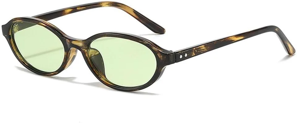 

Маленькие солнцезащитные очки для женщин, модные, сине-зеленые, UV400, ретро, ​​с заклепками, мужские, панк. Солнцезащитные очки SKFGNX, Green Leopard Green