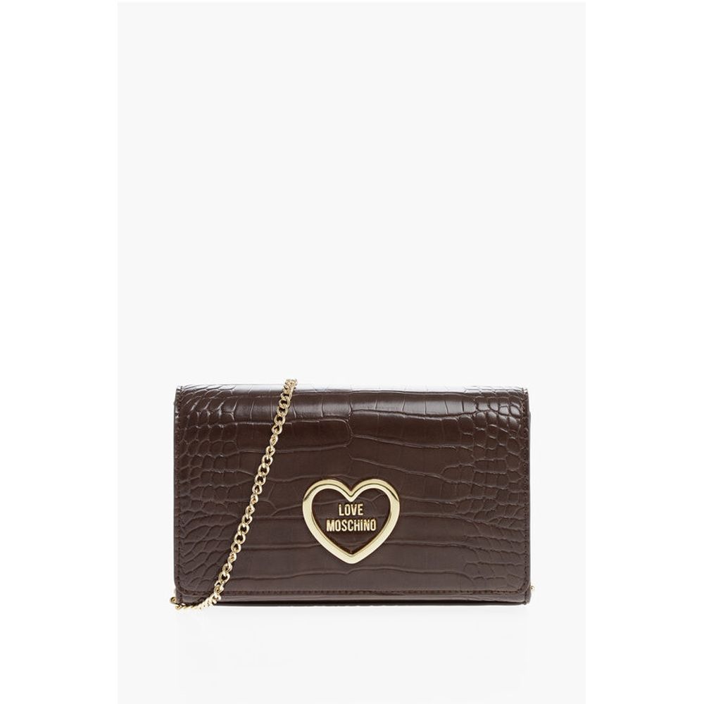 

Сумка LOVE из искусственной кожи с эффектом крокодила и золотой цепочкой Moschino, коричневый