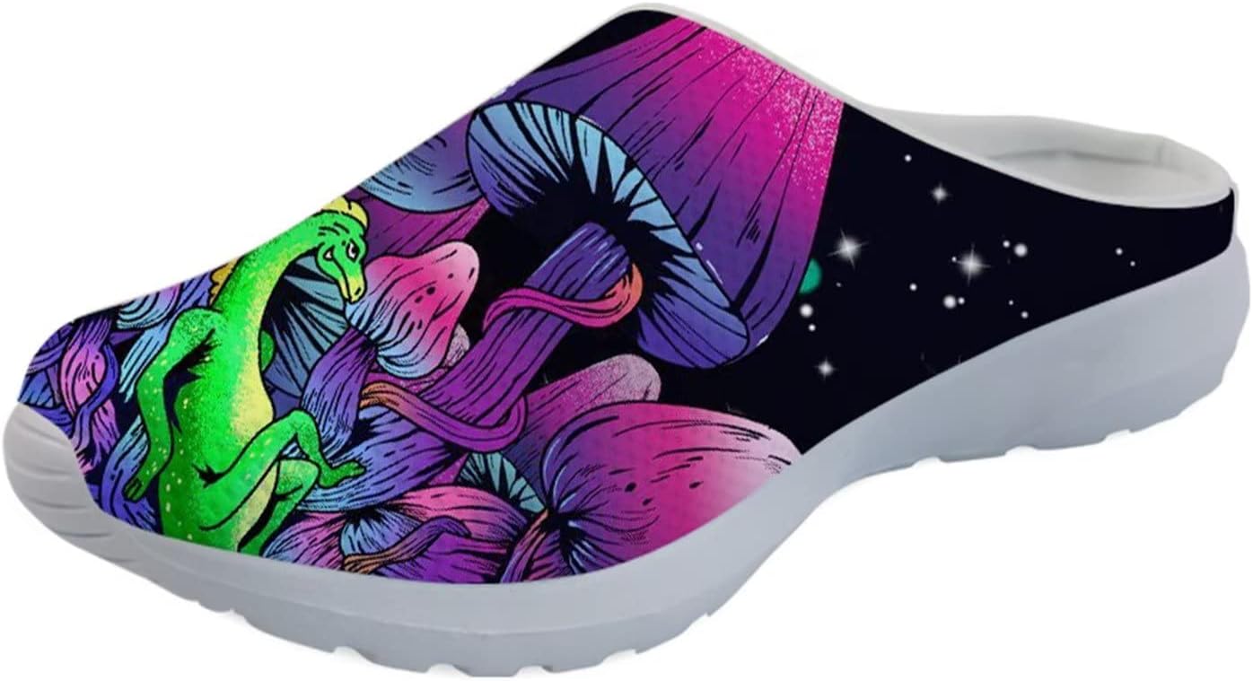 

Женские слипоны-мюли Forchrinse с милым Санта-Клаусом, мужские садовые сабо, сетчатые прогулочные туфли для повседневной носки, работы и спортзала, Mushroom Dinosaur