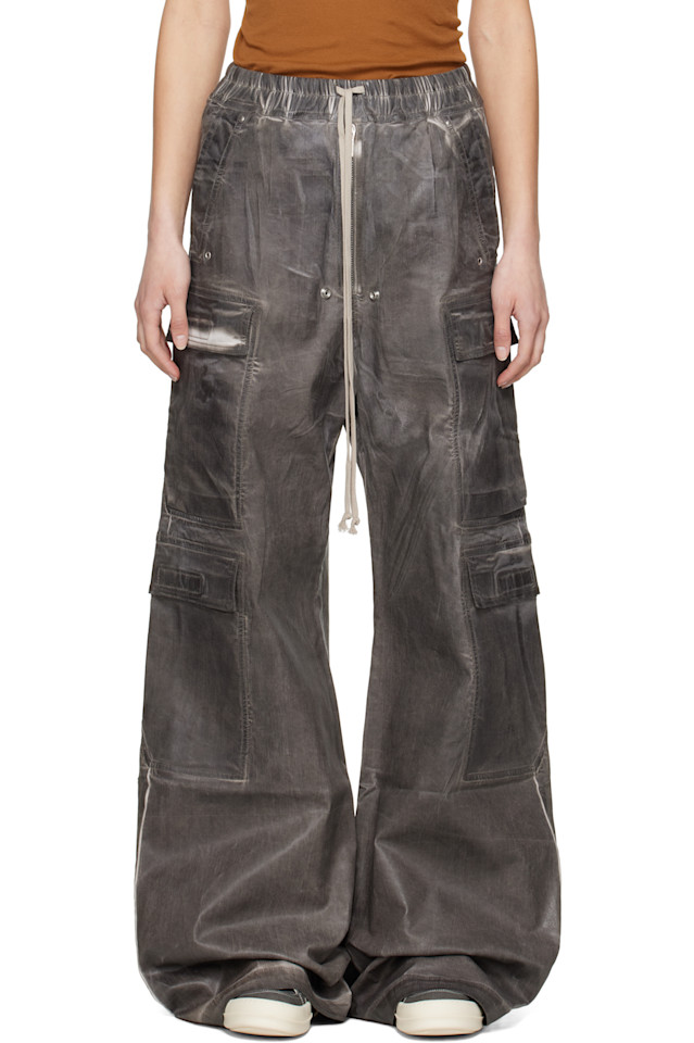 

Голливудские джинсовые карго-штаны бела с двойным поясом Rick Owens Drkshdw, цвет dark dust