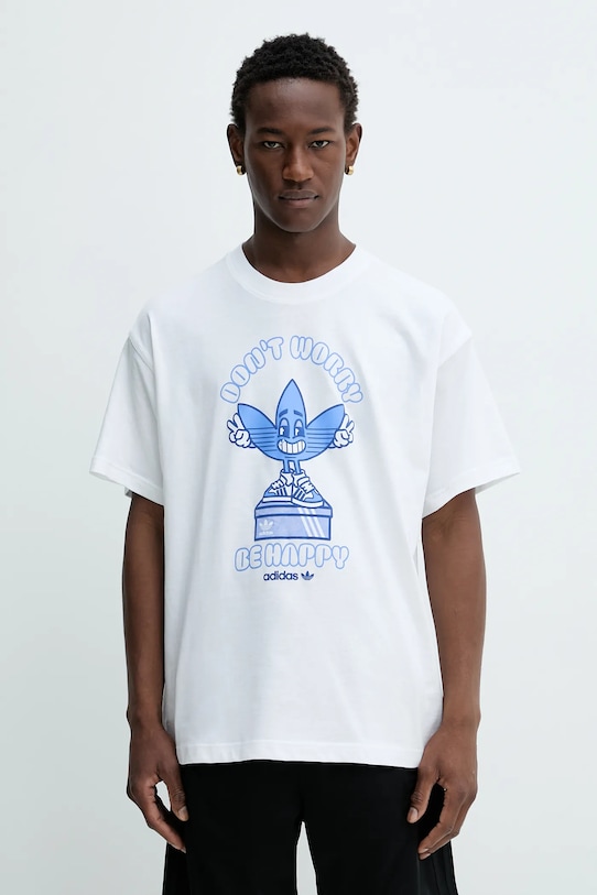 

Хлопковая футболка Smile Treffy с принтом Adidas Originals, белый