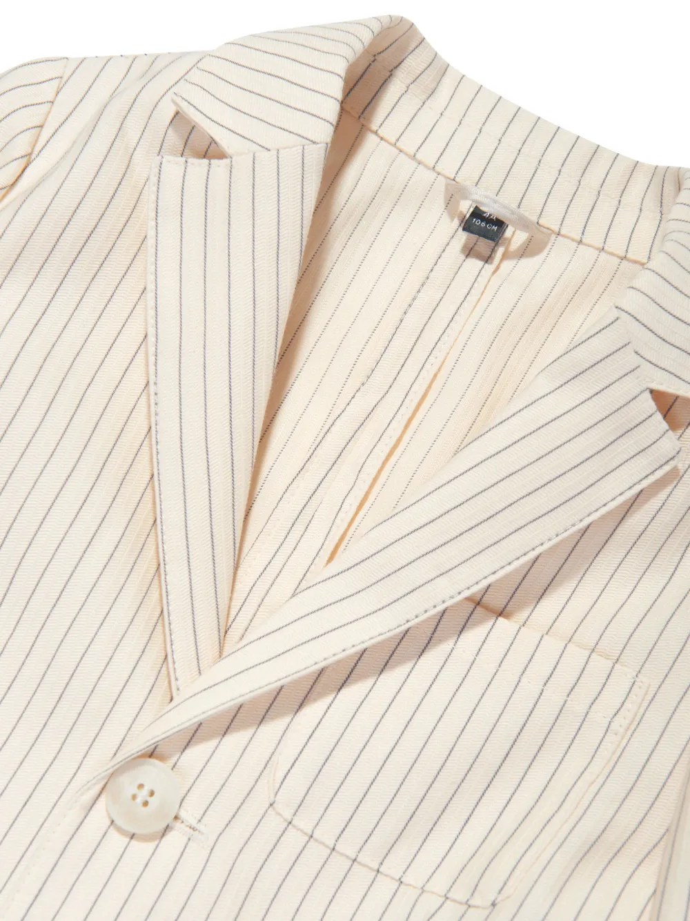 Однобортный блейзер в полоску Emporio Armani Kids, нейтральный — фото 3