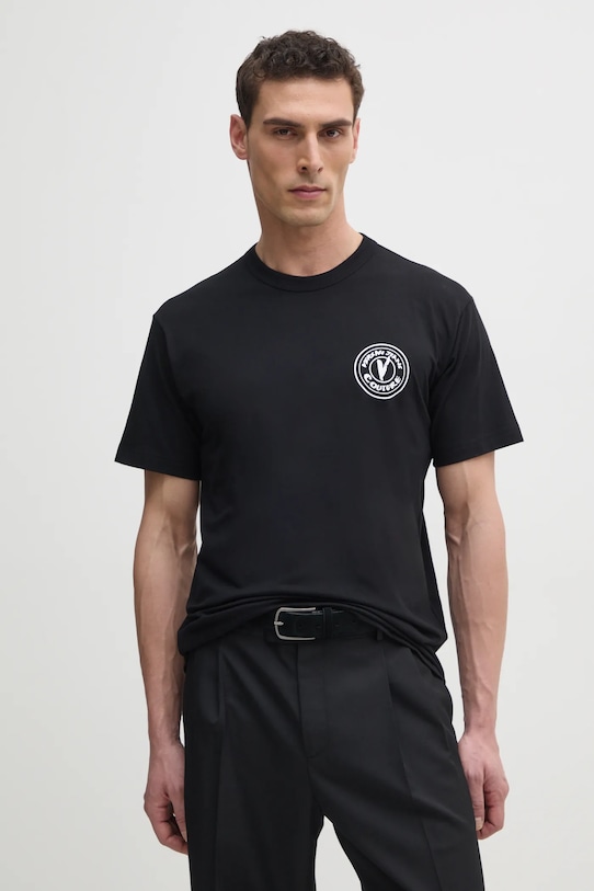 

Хлопковая футболка Versace Jeans Couture, черный