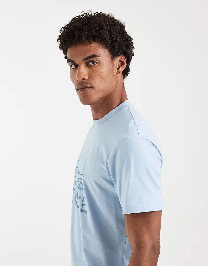 Футболка Lacoste с графическим логотипом в виде песка, синий — фото 4