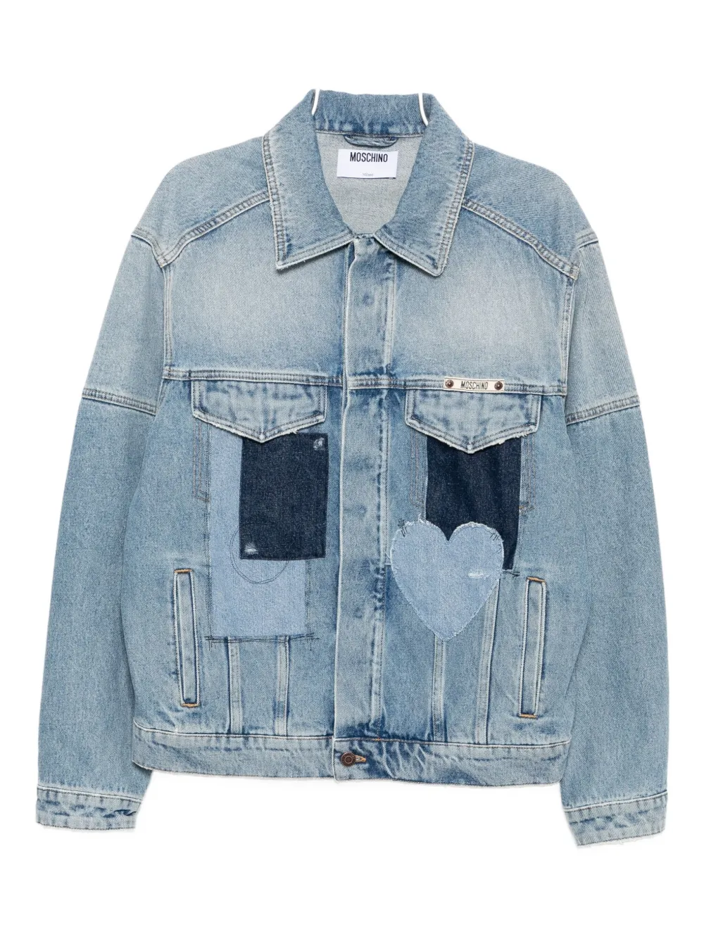 

Лоскутная джинсовая куртка Moschino, синий