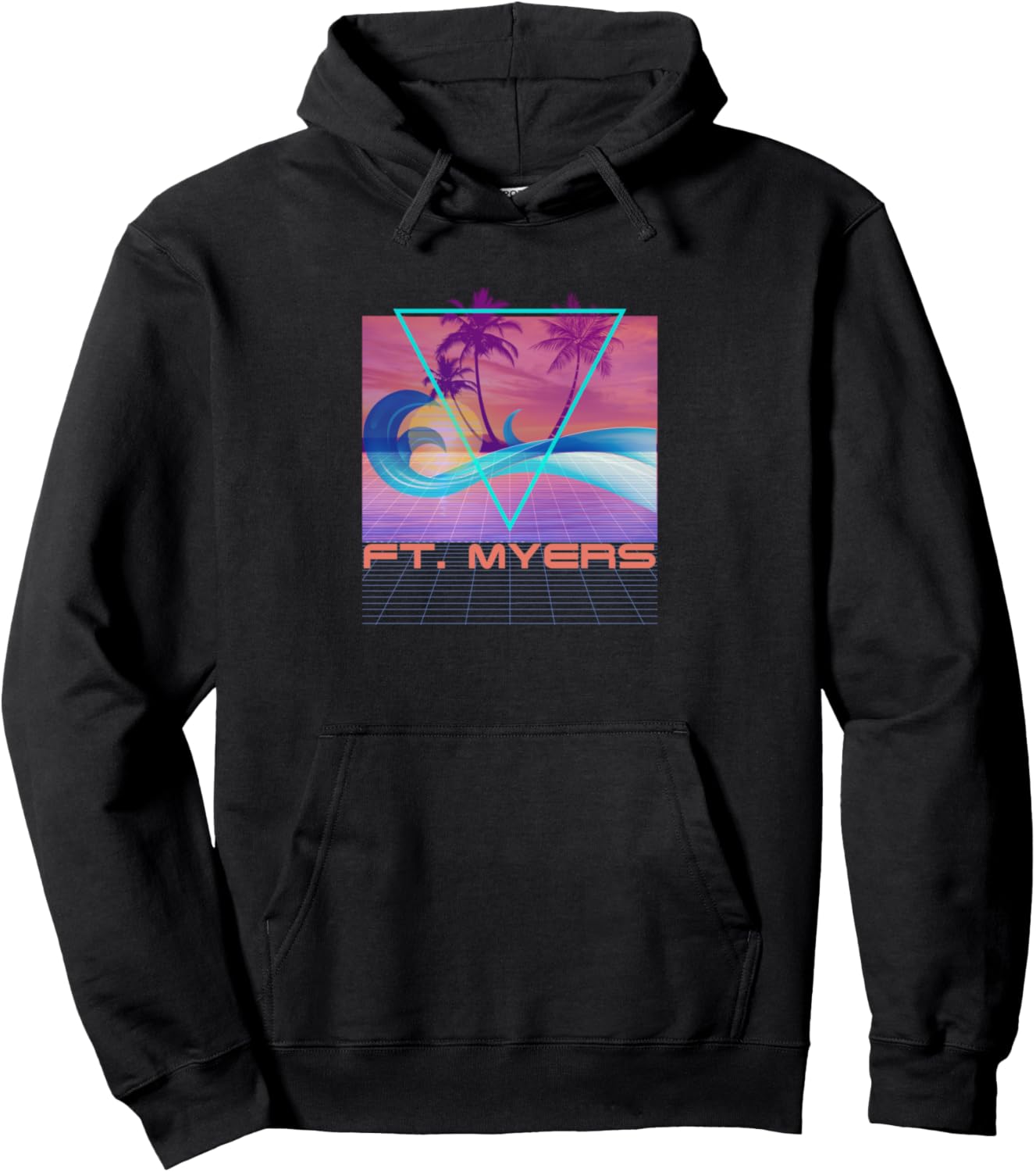 

Худи в стиле ретро 80-х, Vaporwave, пляжный отдых, Форт-Майерс Ft. Myers Retro Souvenir Apparel, черный