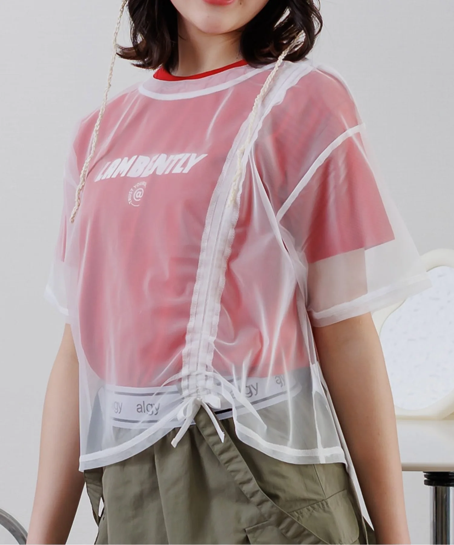 Детский топ с шиллингом и футболкой algy Shirring Chulle Top & T Set красный