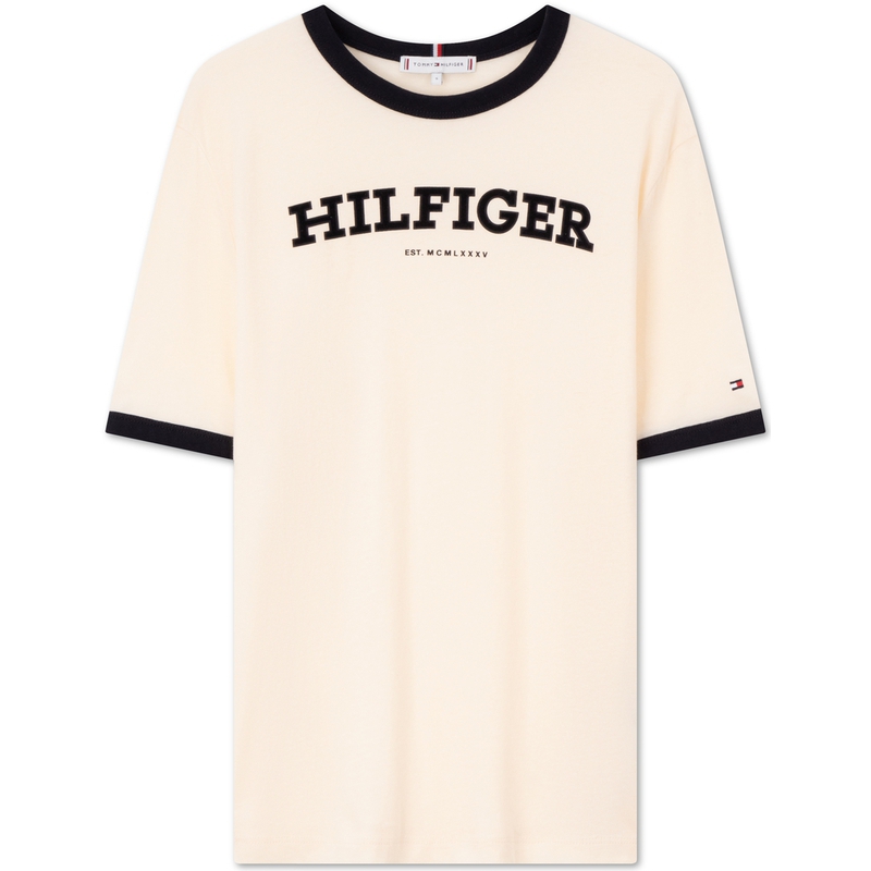 

Хлопковая футболка Tommy Hilfiger, экрю aef, Белый, Хлопковая футболка Tommy Hilfiger, экрю aef