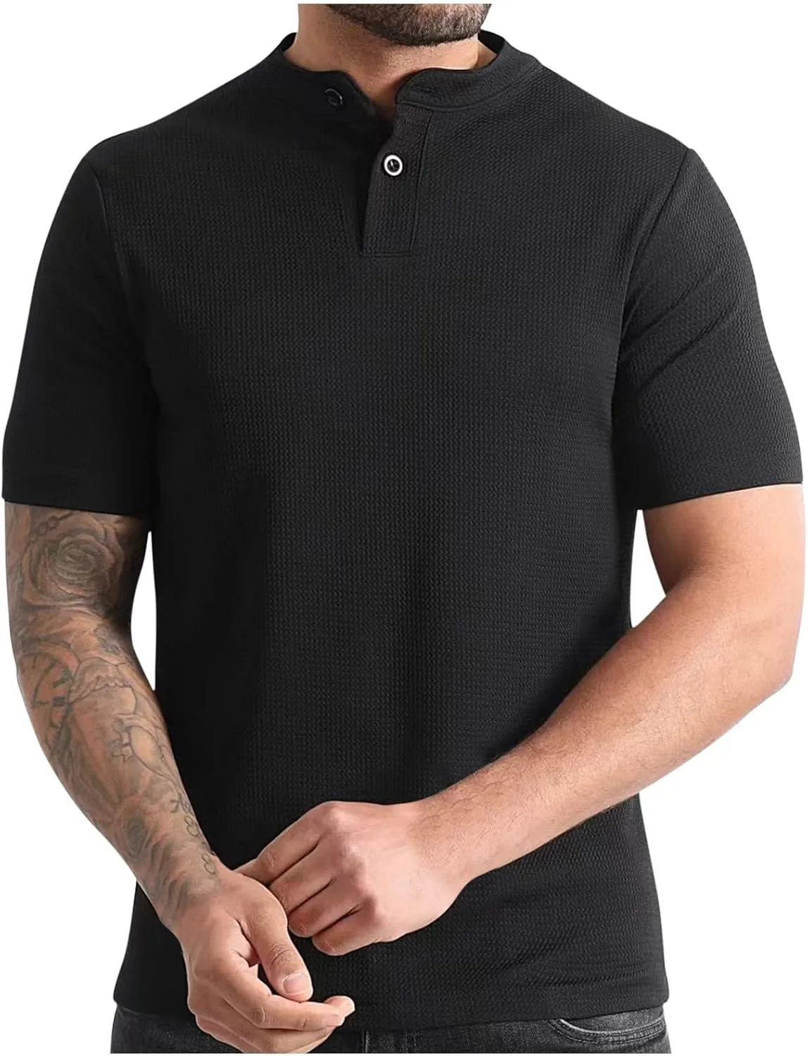 

Мужская поло с коротким рукавом 2025, текстурированная, мак-воротник