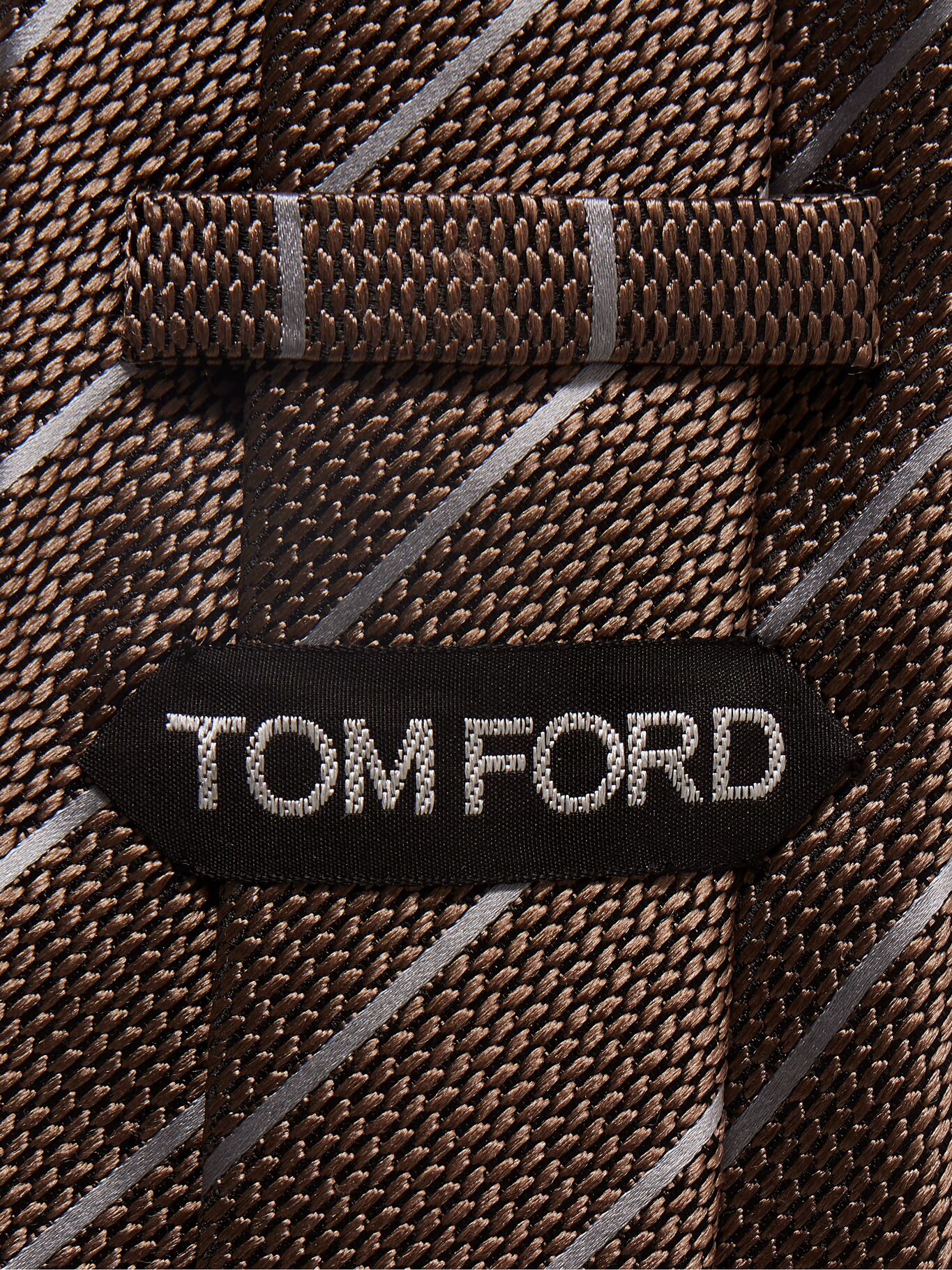 

Галстук из полосатого шелка и жаккарда шириной 8 см TOM FORD, шоколадный