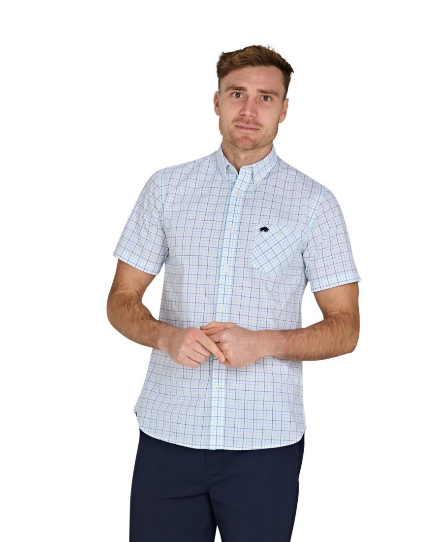 

Рубашка из хлопкового поплина с коротким рукавом больших размеров Raging Bull, White