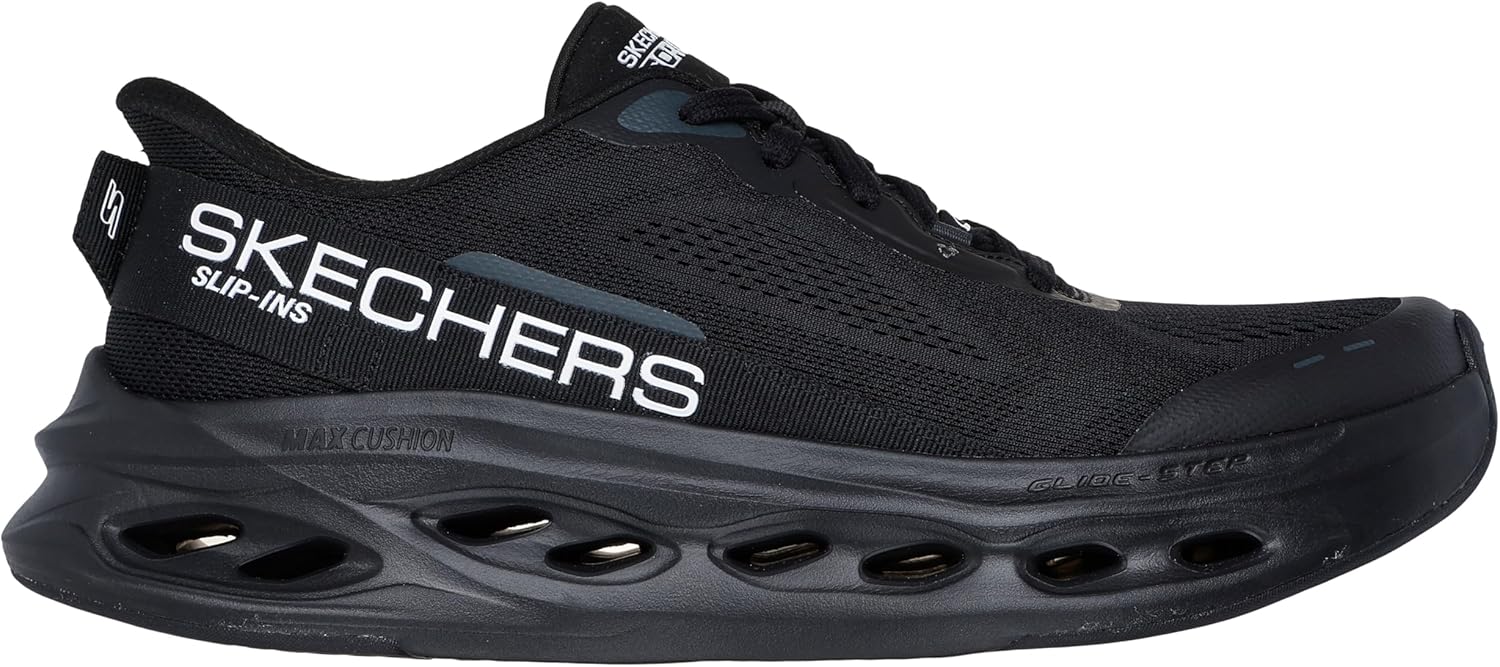 Мужские кроссовки Skechers Max Cushioning Glide Step с амортизацией, надевание без помощи рук, черный — фото 4