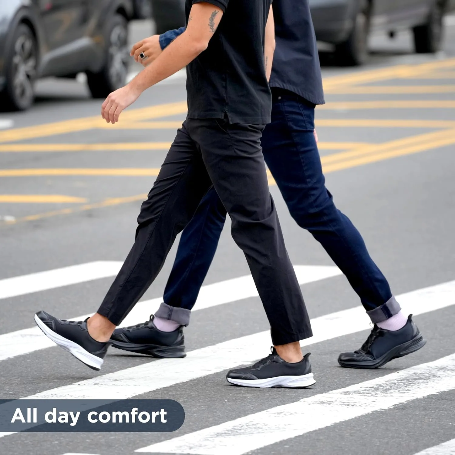 Мужские слипоны Jambu Dash Easy-wear: простой и непринужденный стиль, мягкая трикотажная и нубуковая конструкция, съемные стельки Relax Foam, комфортная подошва-качалка, черный — фото 2