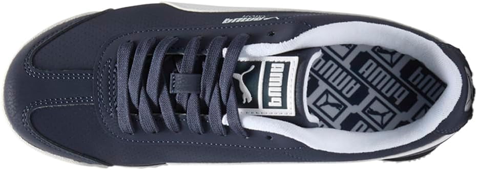 Кроссовки Puma Unisex-Child Roma, белый/синий/темно-синий — фото 4