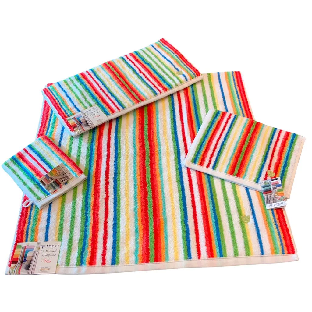 

Мочалка Мультиколор с полосками и вышитым логотипом Ross, красный