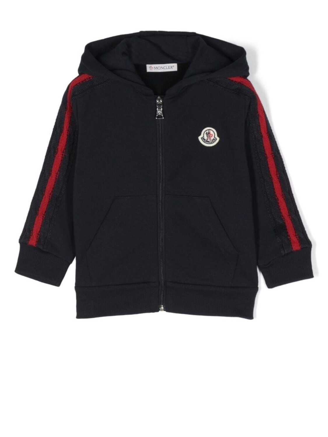 

Худи на молнии с полосками Moncler Enfant, синий