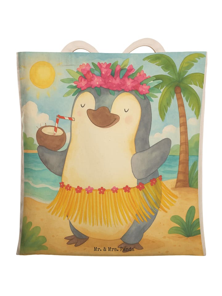 

Mr. & Mrs. Panda Сумка с изображением пингвина и кокоса, без надписи, белого цвета