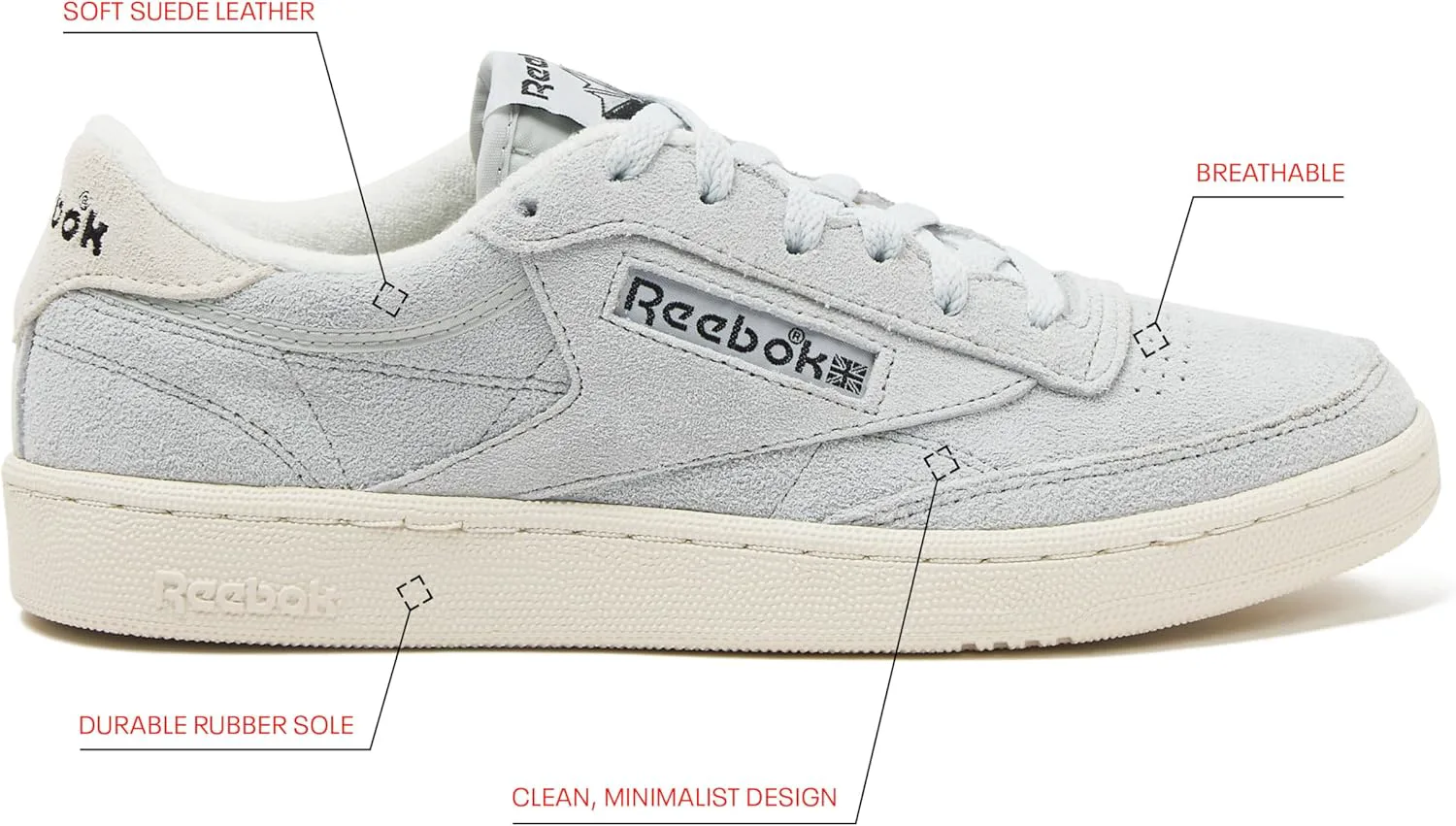 Мужские кроссовки Reebok Club C 85 Vintage, серый/черный — фото 2