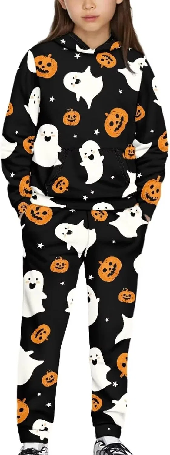 Детский спортивный костюм YECARYPOD из толстовки и джоггеров, Ghost Pumpkin