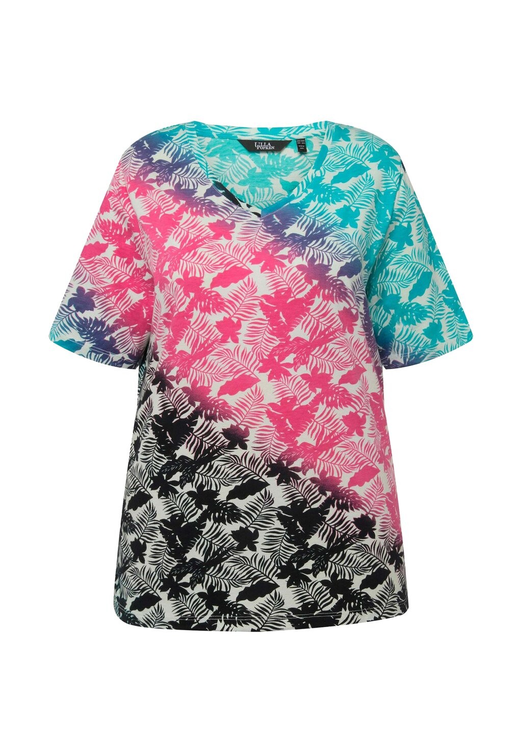 

Футболка с принтом PALM V-NECK SHORT SLEEVE TEE Ulla Popken, светло-розовый