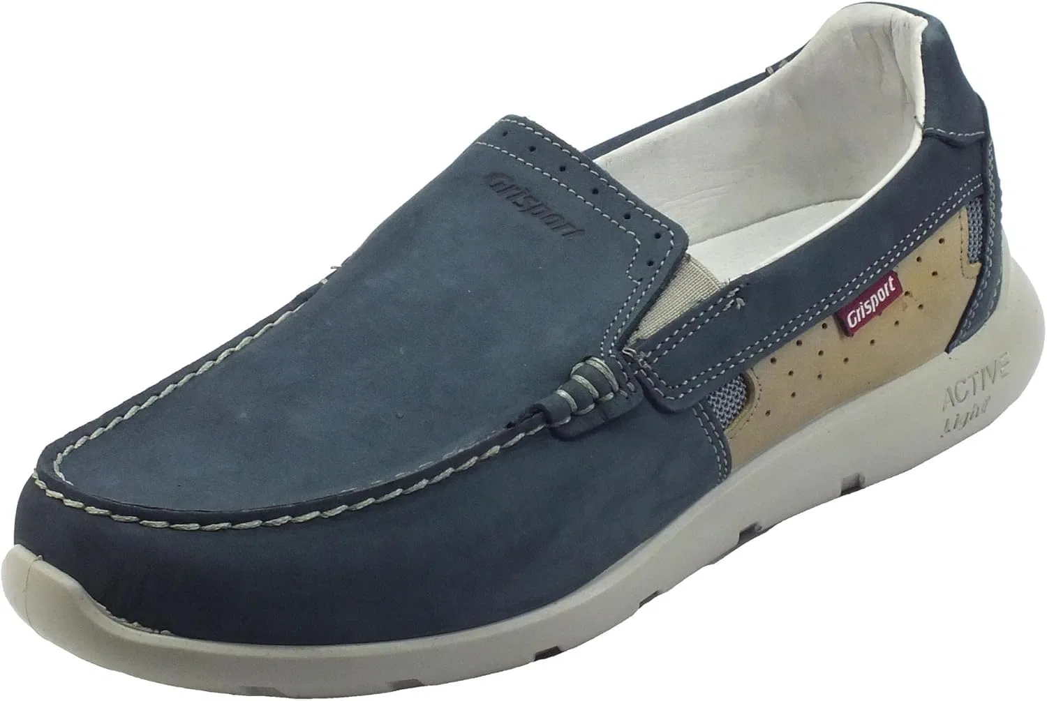 Мужские мокасины Grisport Active 43908N16 Ocean из нубука синего цвета с антистатической основой