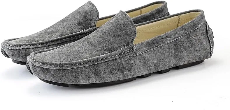 Мужские лоферы, кожаные, Anti-Slip, серый SayfuR — фото 4