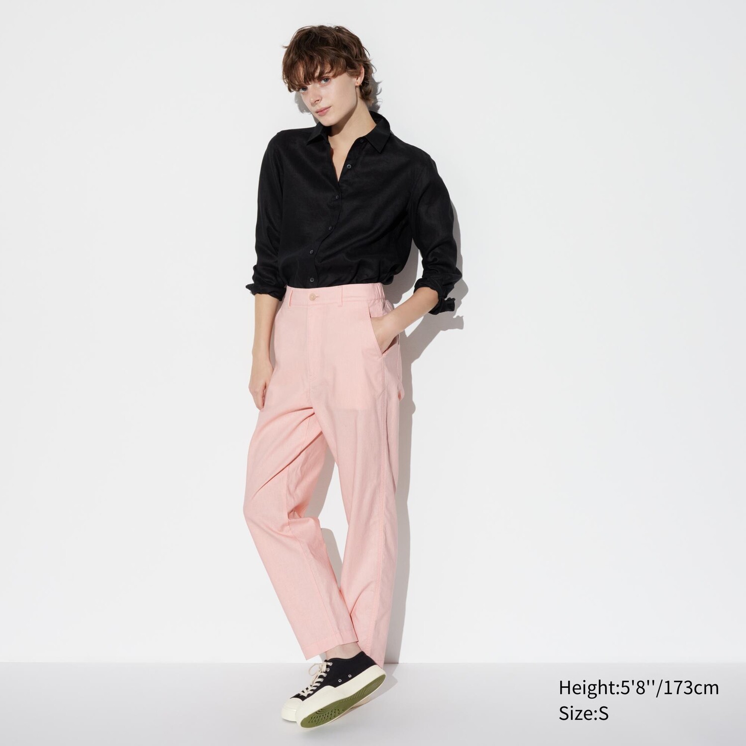 

Брюки UNIQLO из льна и хлопка, розовый