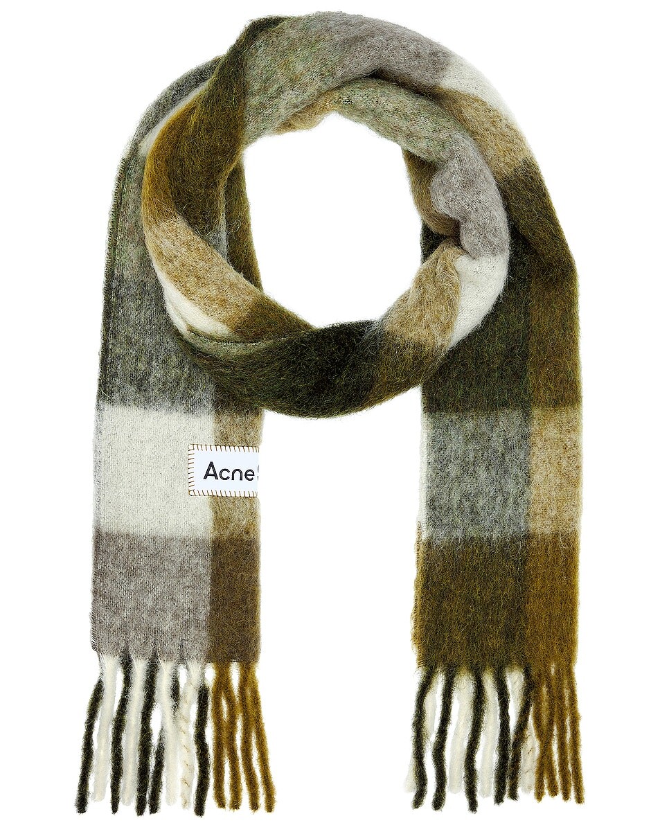 

Тяжелый шарф Acne Studios, цвет Taupe, Green, & Black