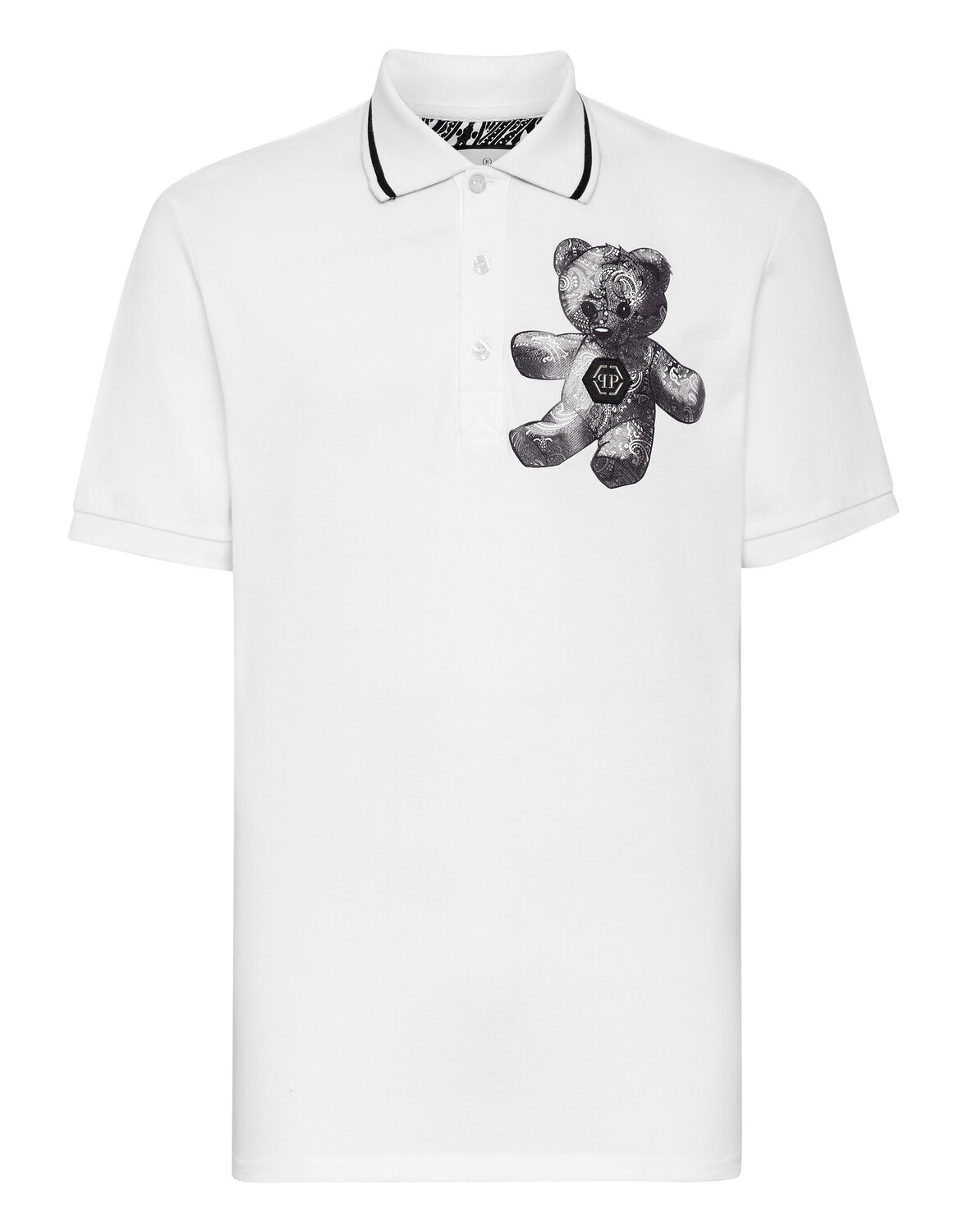 

Рубашка-поло Slim Fit SS Paisley Teddy Bear Philipp Plein, цвет White / Black