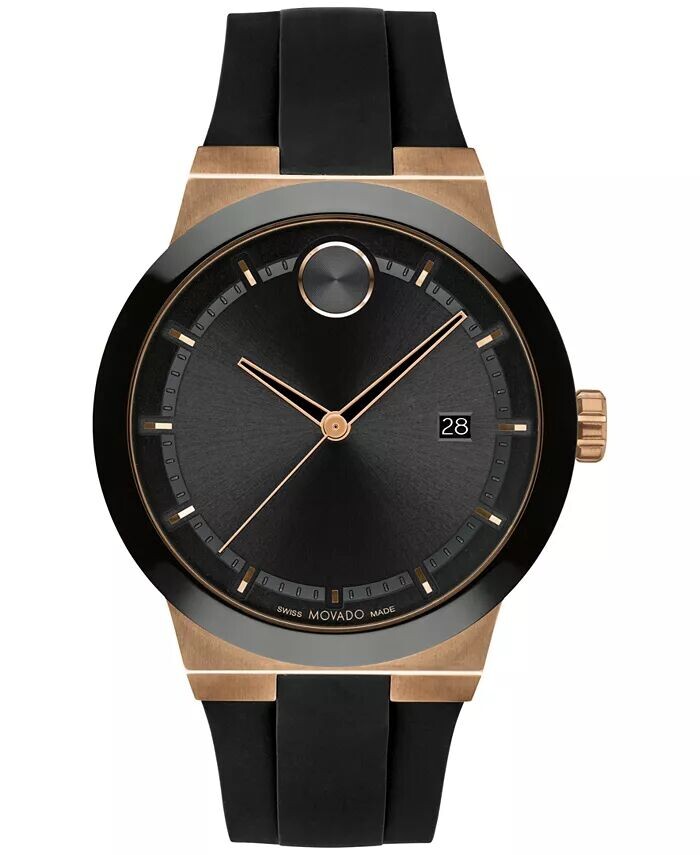

Мужские часы Swiss Fusion с черным силиконовым ремешком, 42 мм Movado
