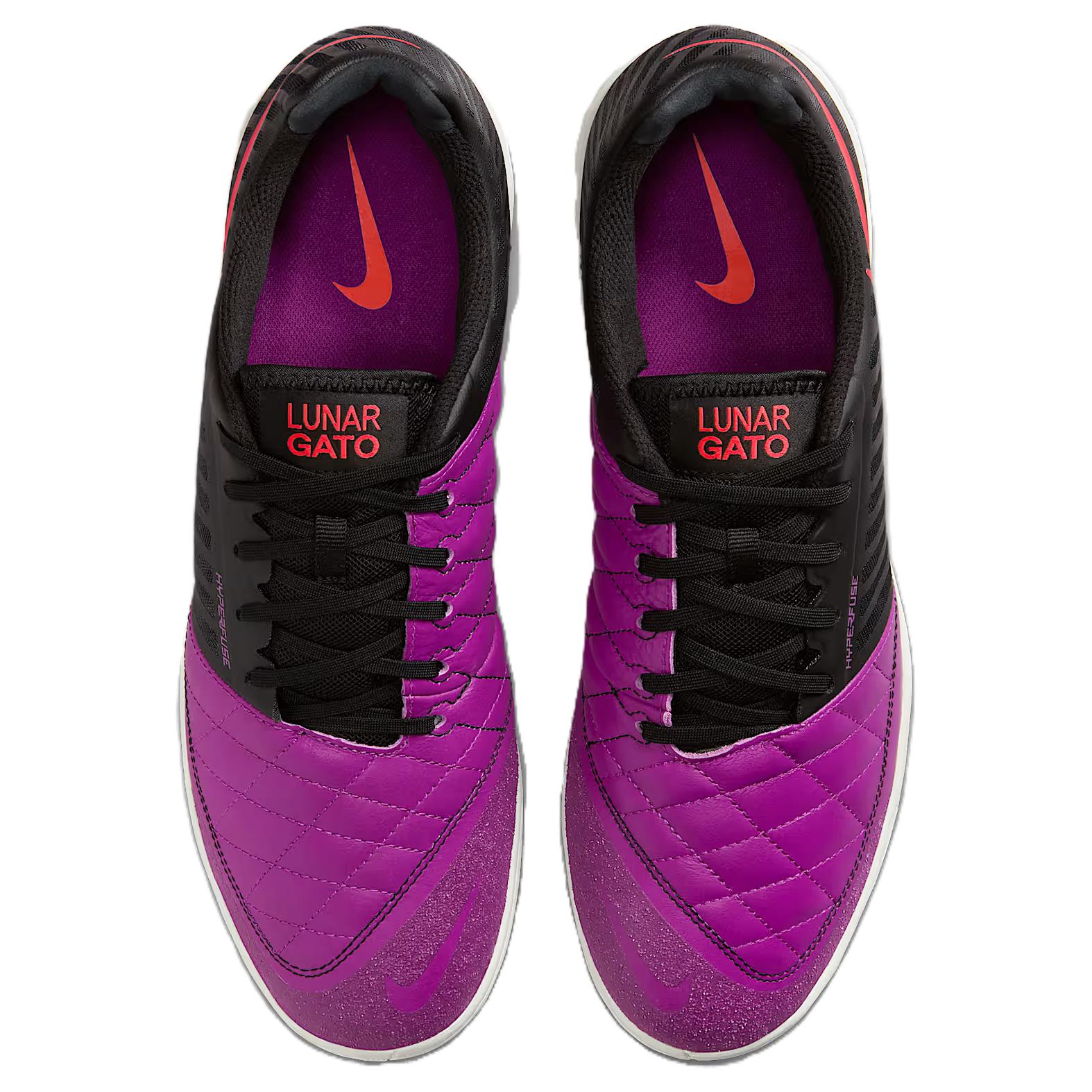 Nike Lunargato II - дышащие низкие повседневные кроссовки унисекс, черный с фиолетовыми вставками — фото 4
