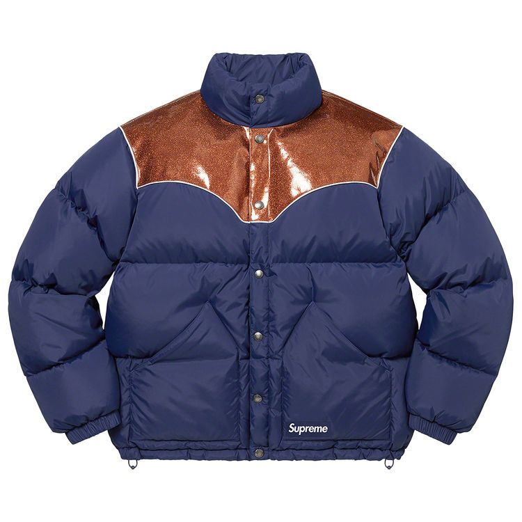 

Куртка Supreme Glitter Yoke Down Puffer Jacket 'Navy', синий