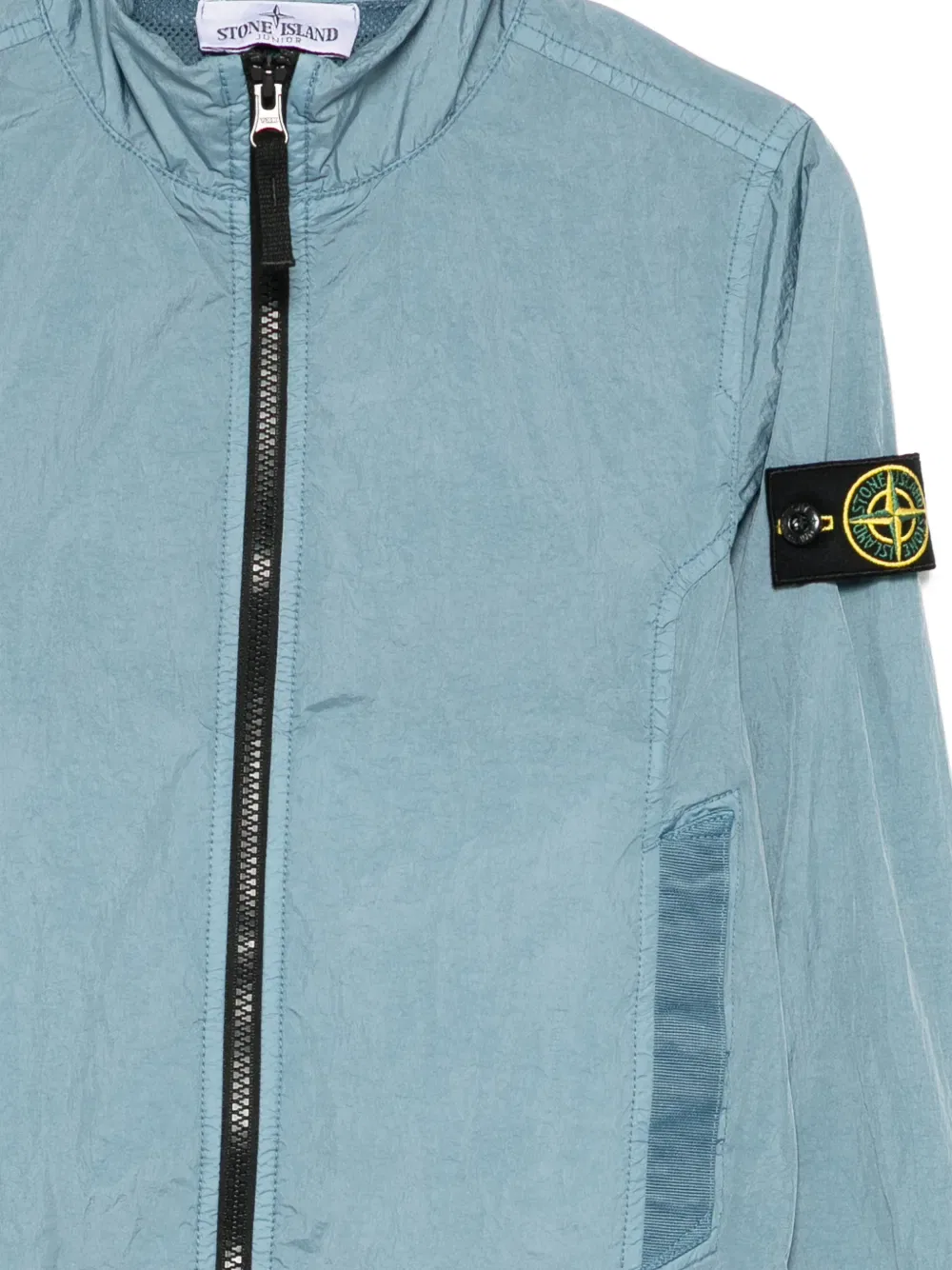Куртка со стоячим воротником и нашивкой с логотипом Stone Island Junior, синий — фото 3
