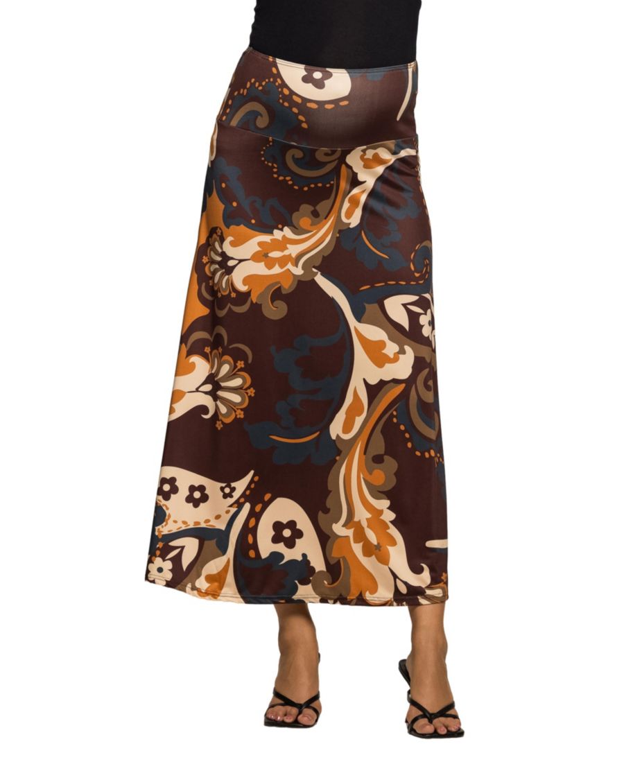 

Женская макси-юбка для беременных с эластичным поясом 24seven Comfort Apparel, Brown Multi