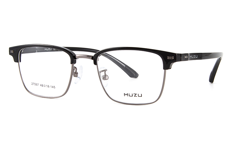 

MUZU Оправы для очков унисекс из нержавеющей стали TR90, Black Gunmetal-C02