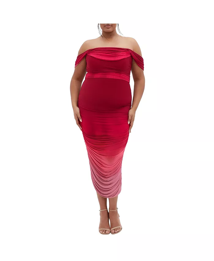 

Платье миди Alyssa с принтом plus size CITY CHIC, красный