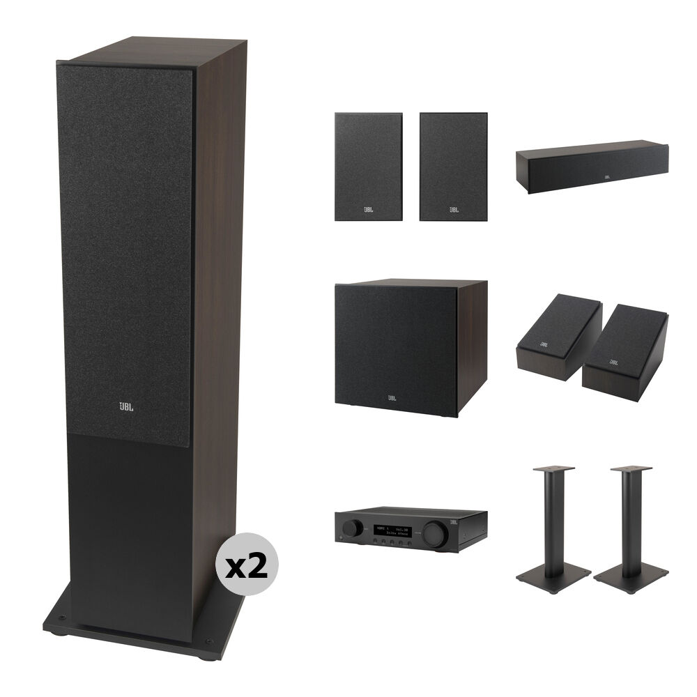 

JBL MA710 7.2-канальный A/V-ресивер с динамиками Atmos Surround Sound 5.1.2 и комплектом стоек для колонок (эспрессо/черный)