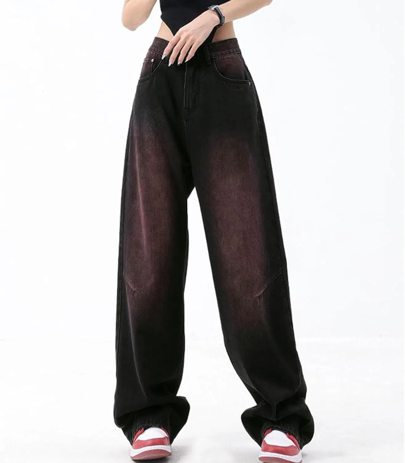 Джинсы свободные, Baggy, высокие, 03 Black — фото 3